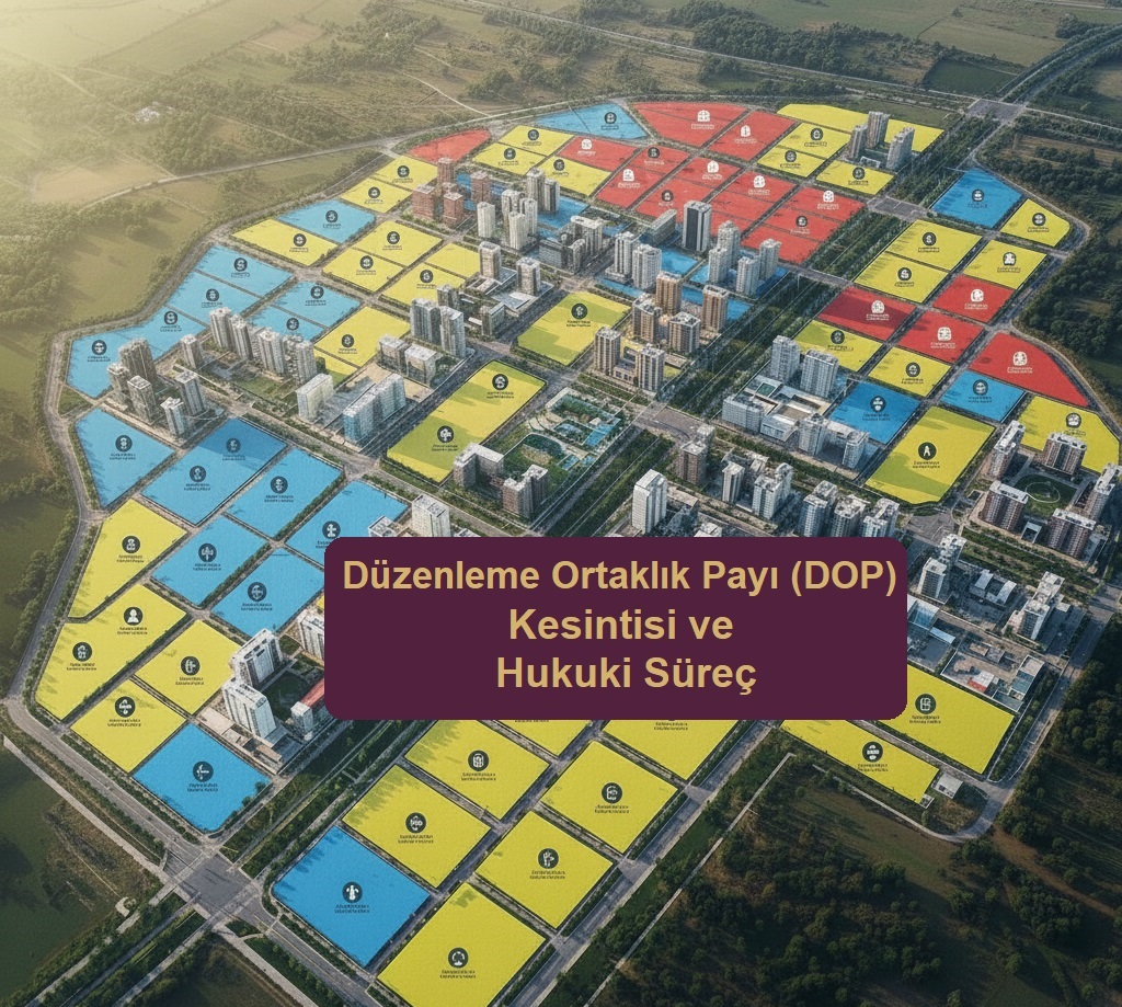 düzenleme ortaklık payı (dop) kesintisi ve itiraz , imar uygulamalarında dop oranı ve parselasyon konusunda bilgi içeren görsel